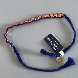 Blue Beaded Tie Bracelet